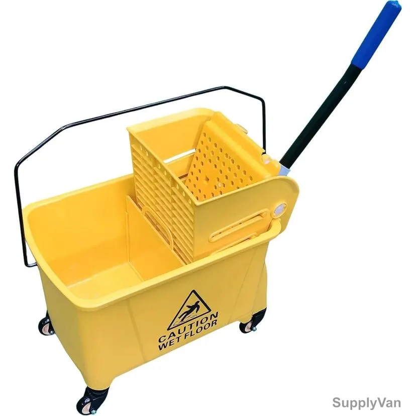 Swish Cleaning Mop Bucket Trolley With Wheels and Down Press Wringer, Plastic, 24 Ltrs, Yellow — image 1