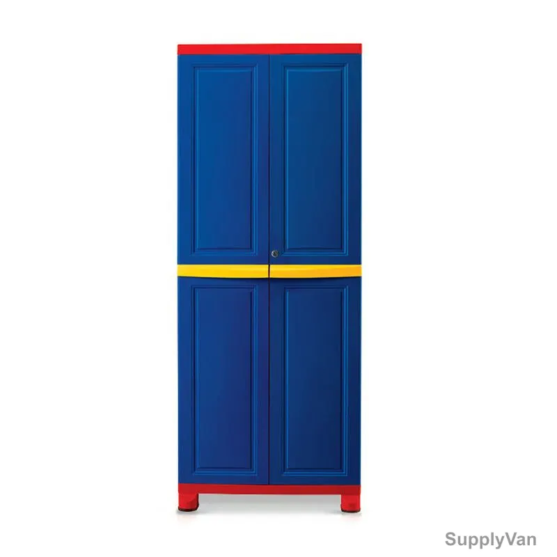 Nilkamal Freedom Big 1 Freestanding Storage Cabinet, 4 Shelves, Plastic, Pepsi Blue/Bright Red — image 1