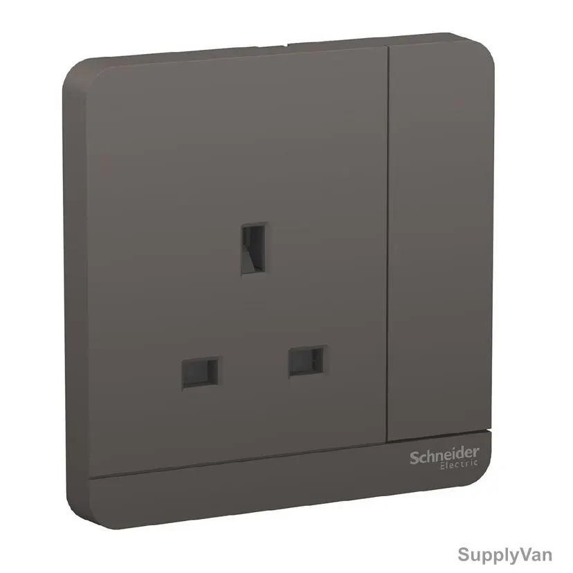 Schneider Electric Switched Socket, AvatarOn, 1 Gang, 3P, 13A, 250VAC, Dark Grey