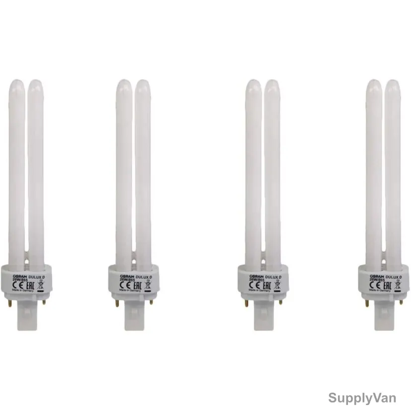 Osram Fluorescent Lamp, Dulux D, 26W, G24d-3, 6500K, Cool Daylight, 4 Pcs/Pack
