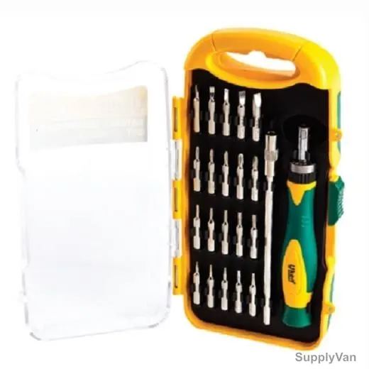 Uken Ratchet Screw Driver Set, U6008, Round, Slotted/Phillips/Torx/Hex