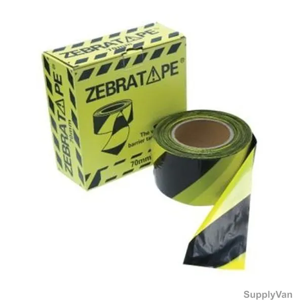 Road Warning Barricade Tape, TS-WT-0196, Zebra Tape, Black and Yellow, 250 Mtrs