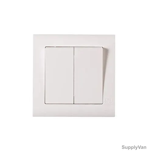 Mk Wide Rocker Switch, MV4782WHI, Essential, Polycarbonate, 2 Gang, 2 Way, 10A, White