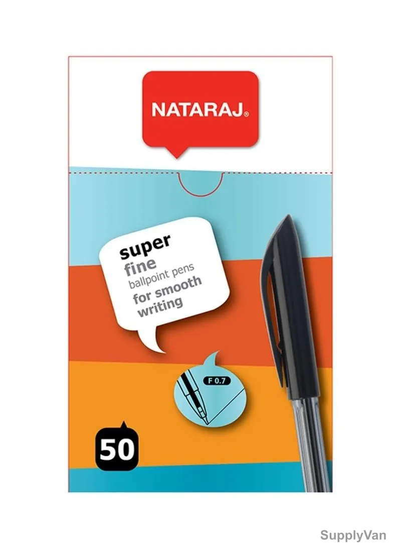 Nataraj Fine Ball Pen, HPSF50BK, 0.7/1MM, Black, 50 Pcs/Pack