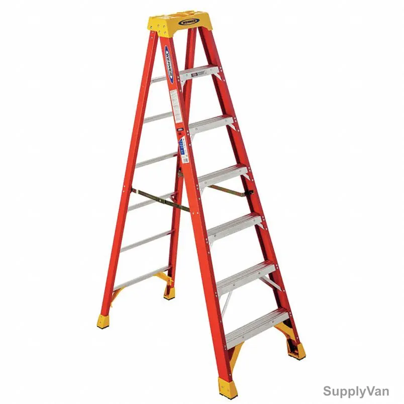 Werner A Type Step Ladder, Fiberglass, 5+1 Steps