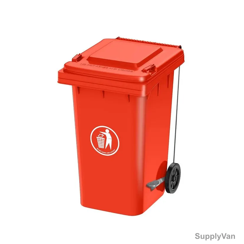 Garbage Bin With Side Pedal, 120 Ltrs, Red