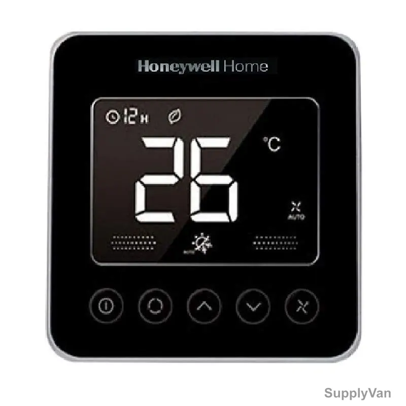 Honeywell Fan Coil Control Digital Thermostat, TF428DN, LCD, 220/230VAC, On-Off Control, Black