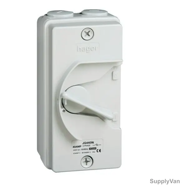 Hager Weatherproof Neutral Isolator, JG463IN, 4P, IP66, 63A
