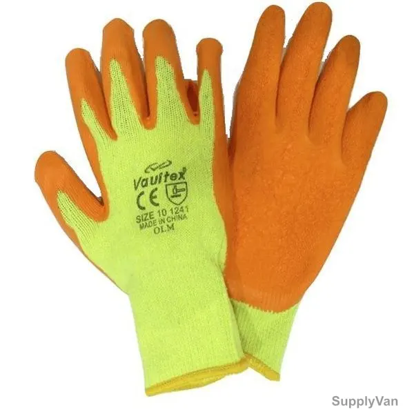 Vaultex Latex Coated Gloves, OLM, Size10, Orange, PK12