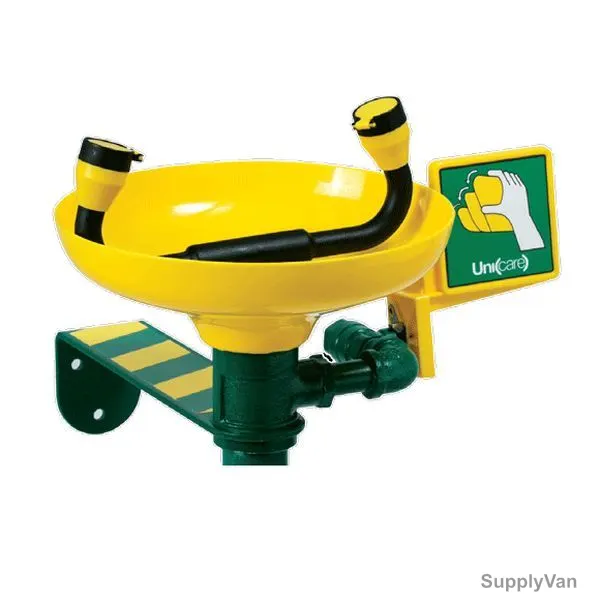 Unicare Emergency Eye Wash With Safety Shower, LSE 1B, Yellow and Green