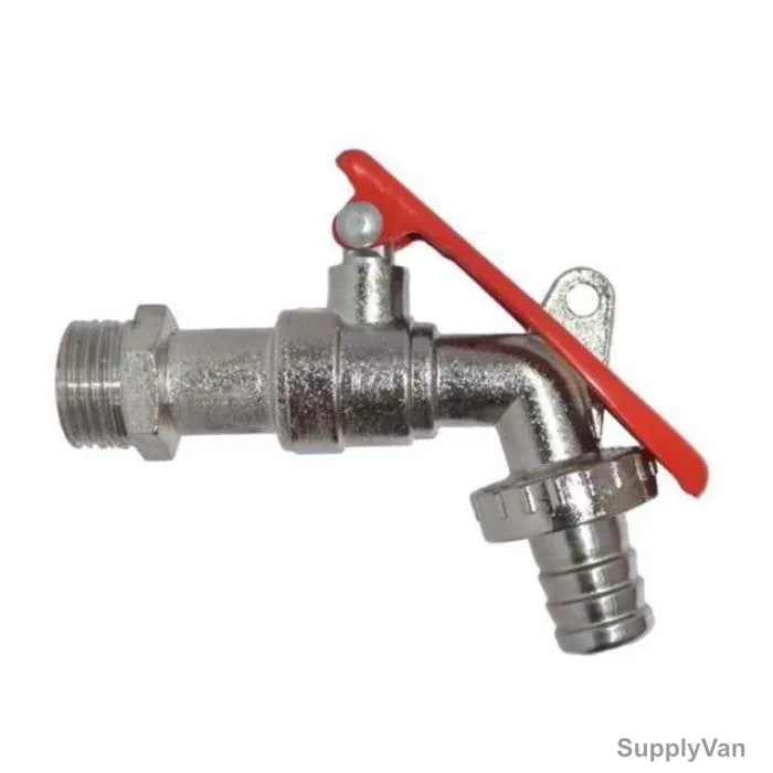 Wall Mounted Water Lockable Bibtap, Brass, 1/2 Inch, Silver Finish
