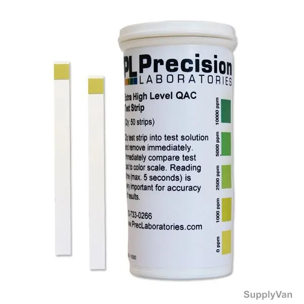 Precision Extra High Level QAC Test Strips, 0-10000 PPM, 5MM Width x 64MM Length, 50 Strips/Pack — image 1