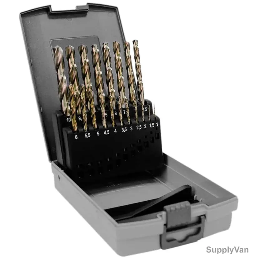 Euroboor Twist Drill Bit Set, TDS-100, HSS-Cobalt M35, 19 Pcs/Set
