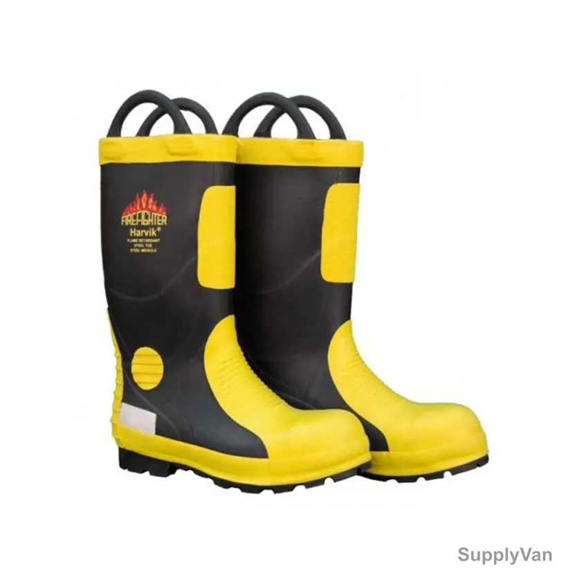 Harvik Dielectric Firefighter Boots, 9687, Vulcanized Rubber, Size38, Black/Yellow — image 1
