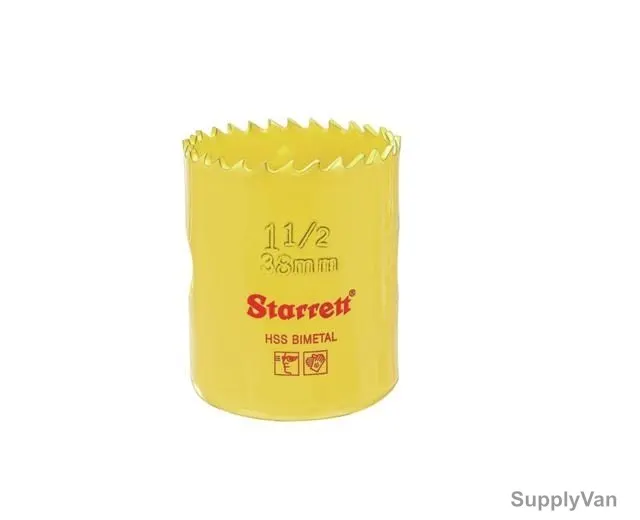 Starrett Hole Saw, SH0112, High Speed Steel, 38MM, 6 TPI, Yellow