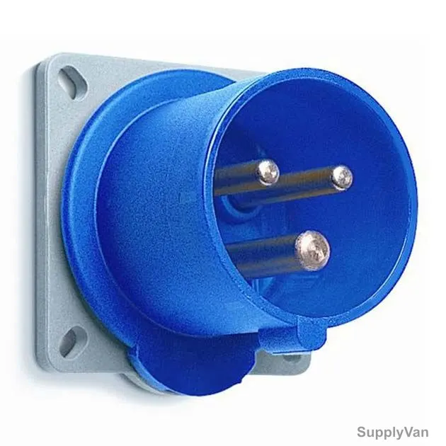 Abb Straight Flange Panel Mounted Socket Inlet, 2125BU6W, 200-250V, IP67, 125A, 2P+E, Blue