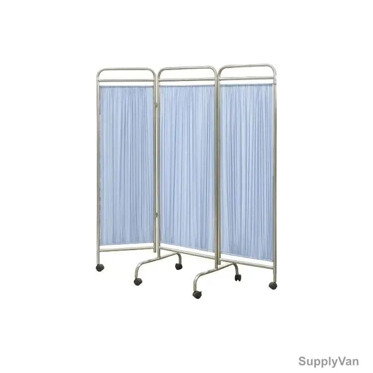 Bestran Three Fold Ward Screen, DW-WS03, Stainless Steel/Fabric, Silver/Blue