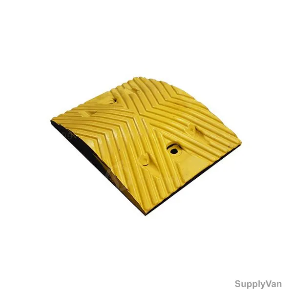 Warrior Speed Hump With Reflective Cat Eyes, Rubber, 350MM Width x 50MM Height, 500MM Length, Yellow — image 1