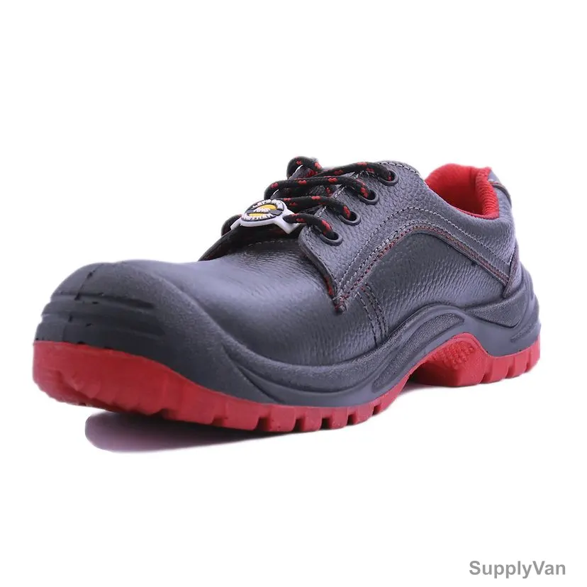 Rns Low Ankle Steel Toe Safety Shoes, 1114, Williams, Size39, Split Leather, Black/Red — image 1