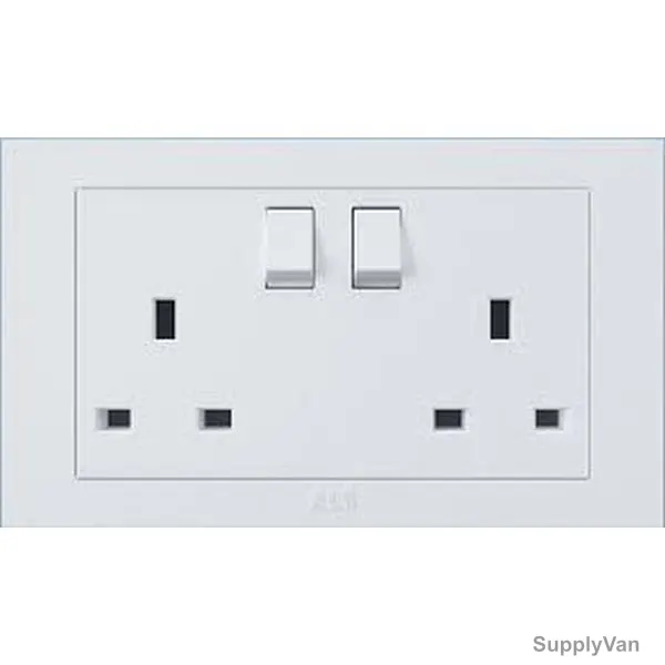 ABB Single Pole Switch Socket, BH230, Kalo, 2 Gang, 13A