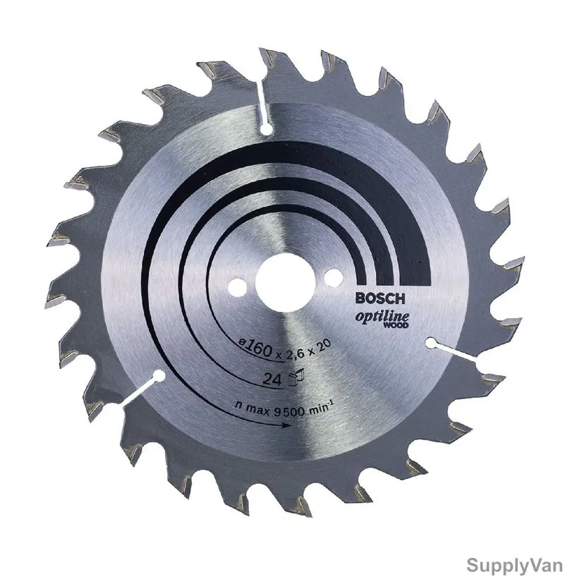 Bosch Wood Circular Saw Blade, 2608640596, TCT, 24T, 20MM Bore Dia x 160MM Dia, 5 Pcs/Pack