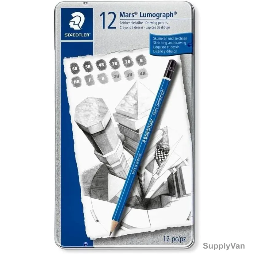 Staedtler Mars Lumograph Pencil, ST-100-G12, Blue, 12 Pcs/Set
