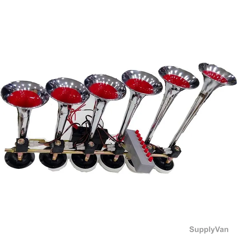 6 Trumpet Air Horn With 8 Melody Tune, 24V, Chrome