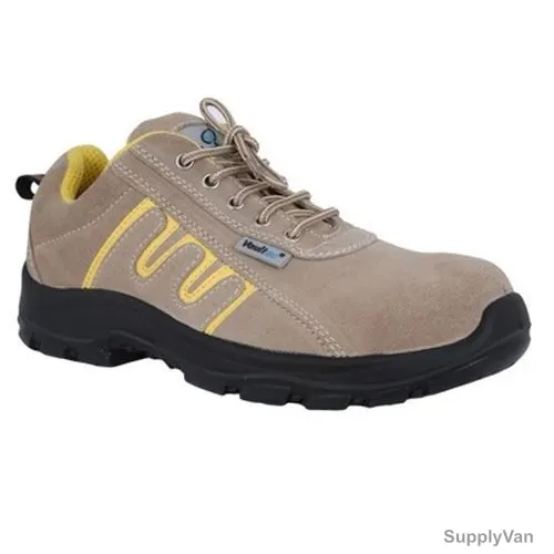 Vaultex Steel Toe Safety Shoes, SAQ, Suede Leather, SBP, Size39, Beige/Yellow
