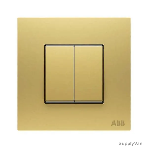 Abb Electrical Switch, 2 Gang, 2 Way, 10AX, Matt Gold