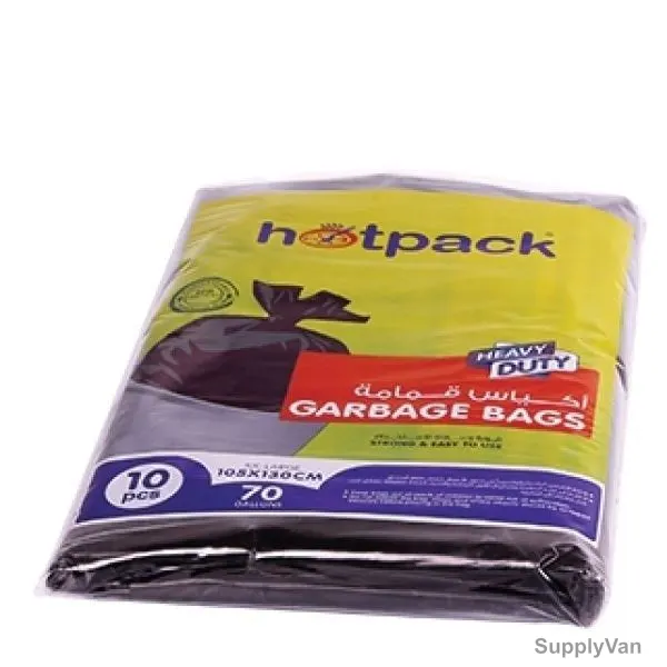 Hotpack Heavy Duty Garbage Bag, GH105130, 70 Gallon, XXL, 105 x 130CM, Black, 10 Pcs/Pack