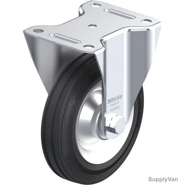 Blickle Fixed Caster Wheel, B-V-162R, Rubber, 40MM Width x 160MM Dia, 135 Kg Load Capacity — image 1