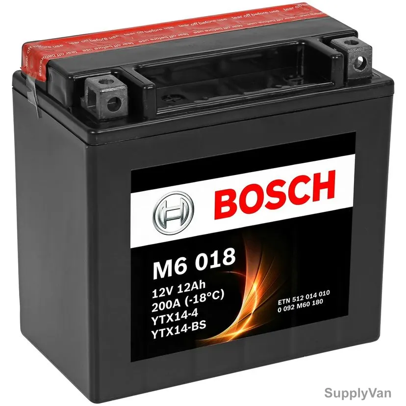 Bosch M6 018 Starter Battery, 0092M60180, 12V, 12Ah, 200A