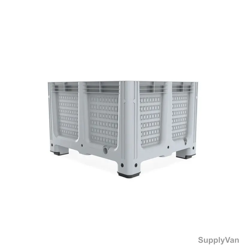 Pallet Box, HDPE, 760MM Height x 1000MM Width x 1200MM Length, 5000 Kg Loading Capacity, Grey — image 1