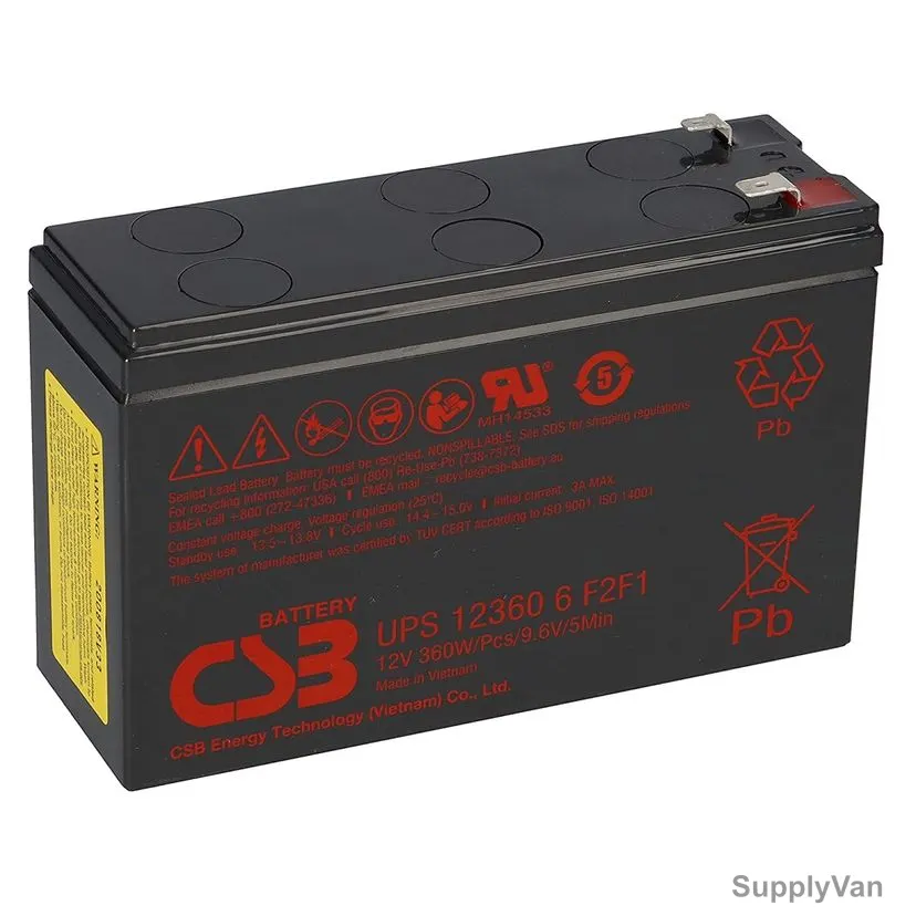 CSB Sealed Lead Acid Battery, UPS123606F2F1, 12V, 130A — image 1
