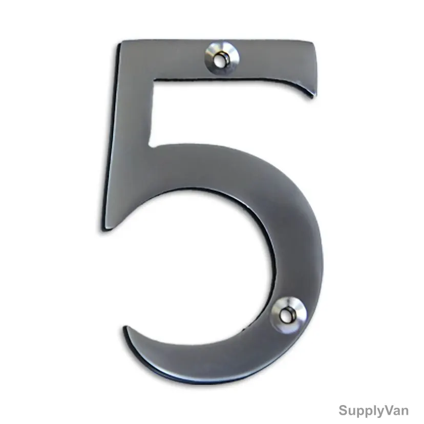 Chrome Plated House Door Number "5", KT-1756, 2 Inch, Aluminium, Silver