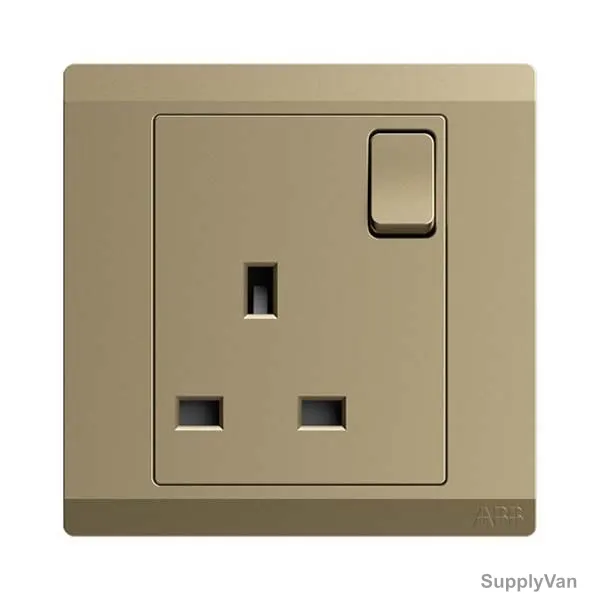 Abb Single Pole Switch Socket, BL224-PG, Inora, 1 Gang, 13A, Royal Gold