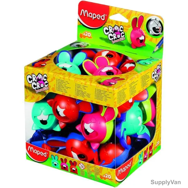 Maped Croc-Croc Innovation Pencil Sharpener, MD-017611, 2 Hole, Assorted Colors, 20 Pcs/Set