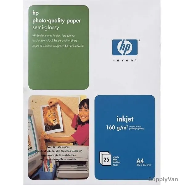 HP Photo-Quality Photo Paper, C6984A, A4, 210 x 297MM, Semi-Gloss, White, 25 Pcs/Pack
