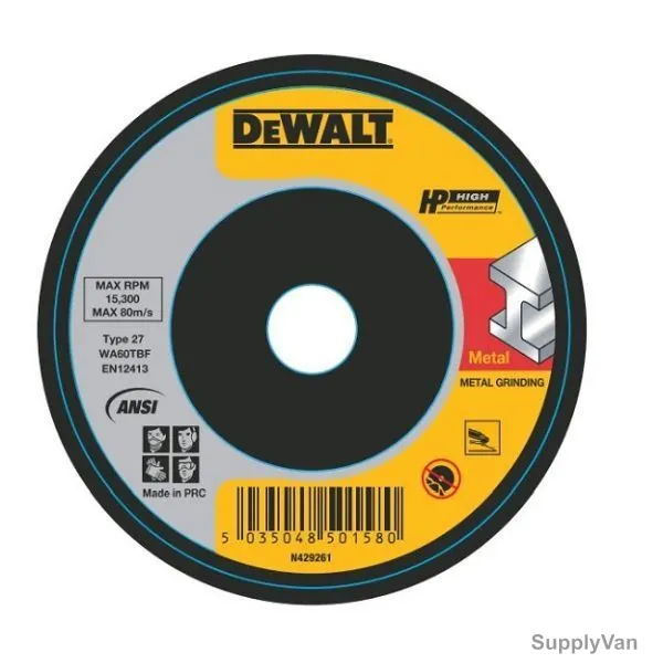 Dewalt Grinding Disc, DW4543AIA-AE, A24RBF, 125x22x6MM