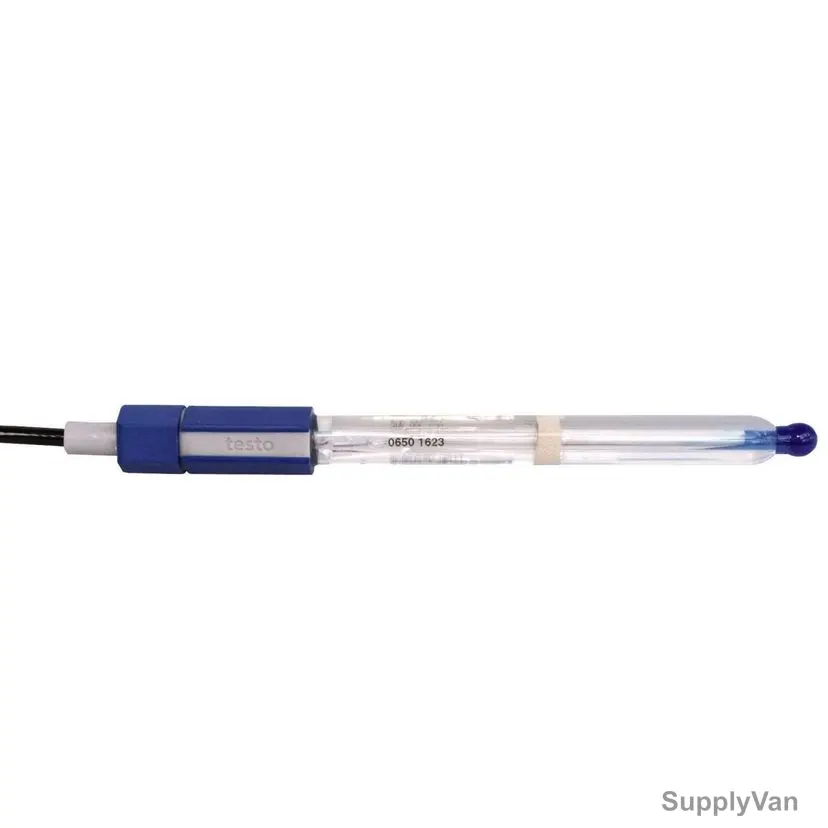 Testo Glass pH Electrode With Temperature Sensor, 0650-1623, -10 to 80 Deg.C, 1200MM