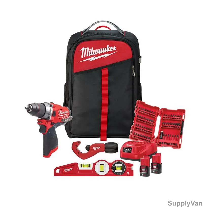 Milwaukee Cordless Tool Set, M12FPD-202XH, Fuel, 12V — image 1