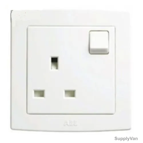 ABB Single Pole Switch Socket, AC224, PVC, 1 Gang, 13A