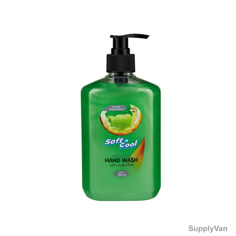 Soft n Cool Anti-Bacterial Liquid Hand Wash, Green Apple, 500ML, 24 Pcs/Pack — image 1