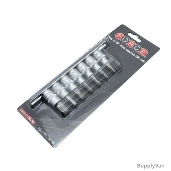 Force Hex Socket Bit Set, 3075S, 3/8 Inch Drive, 7 Pcs/Set — image 1