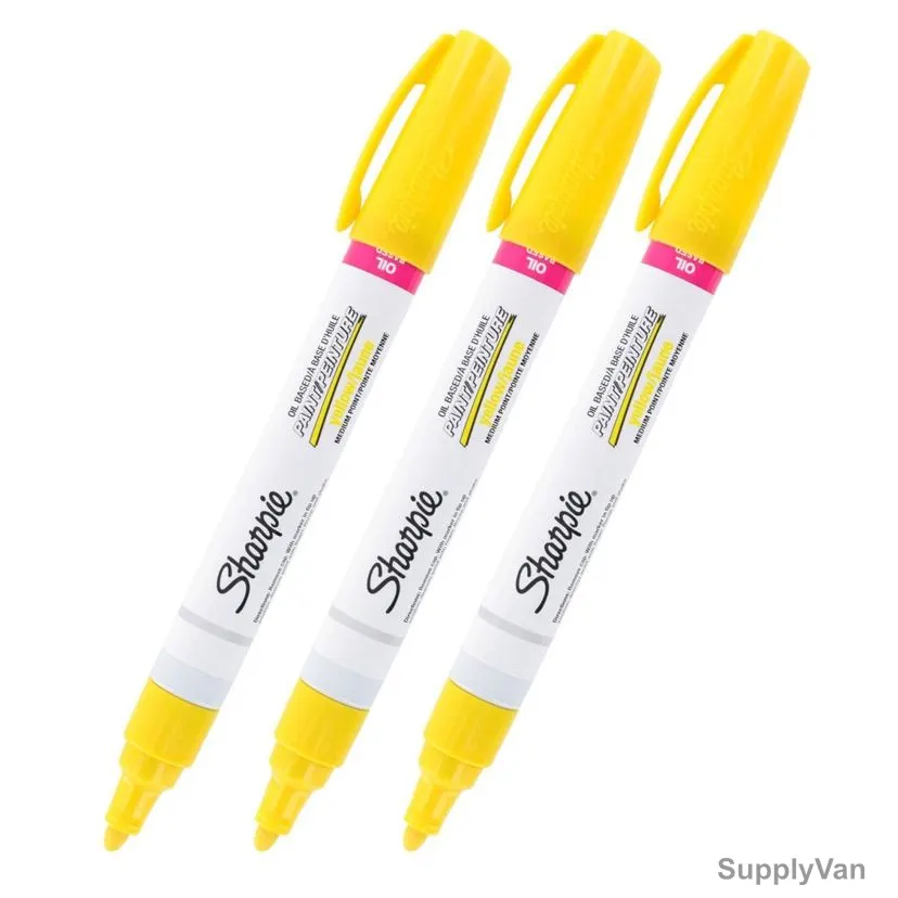 Sharpie Oil-Based Paint Marker, Medium Point, Yellow, 3 Pcs/Pack