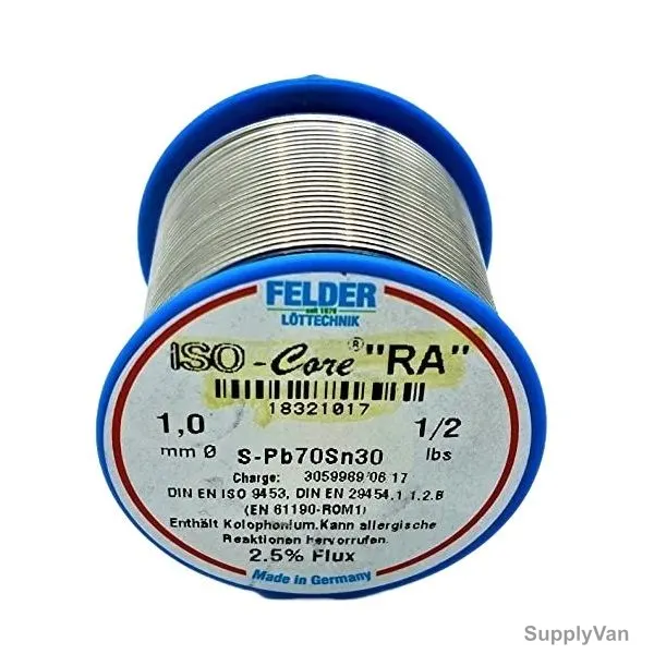 Felder Soft Soldering Wire, 18321017, Iso-Core RA, 1MM Dia, 227GM