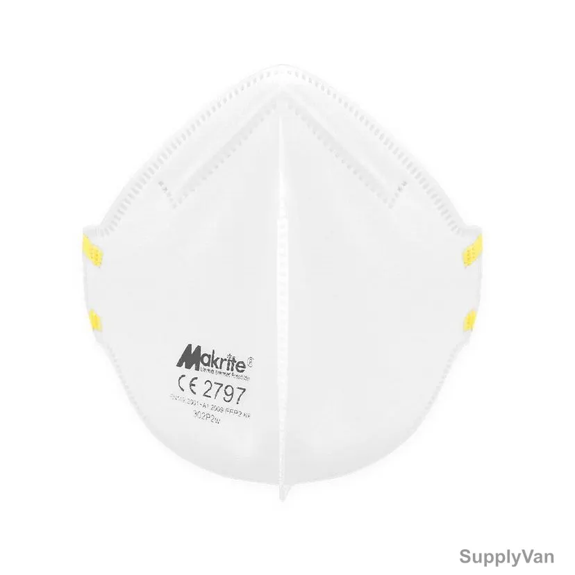 Makrite Disposable Particulate Respirator, 302P2W, 300 Comfort Series, Polypropylene, FFP2, M/L, White, 20 Pcs/Pack