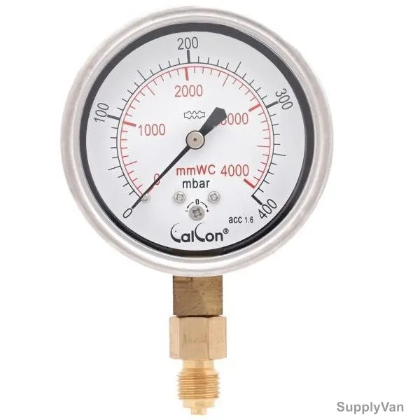 Calcon Capsule Pressure Gauge, CC98A, 63MM, 1/4 Inch, BSP, 0-400 Mbar