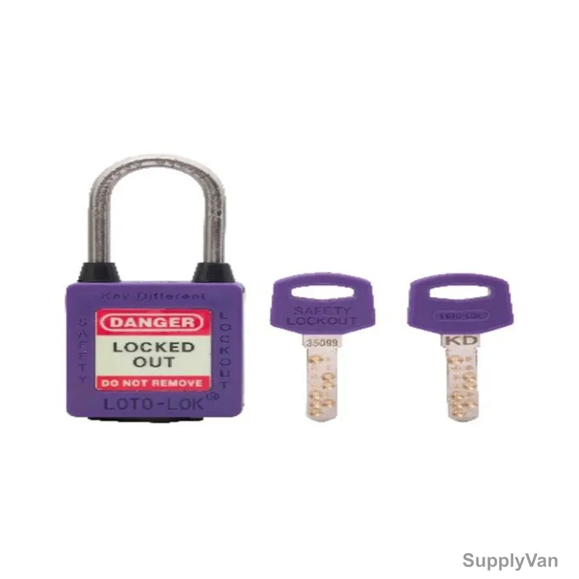 Loto-Lok Three Point Traceability Padlock, 3PTPPKDR40, Nylon and Stainless Steel, 40 x 5MM, Purple