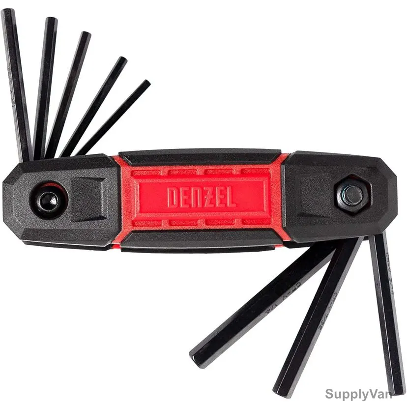 Denzel Folding Hex Key Set, 7716407, SAE, 9 Pcs/Set